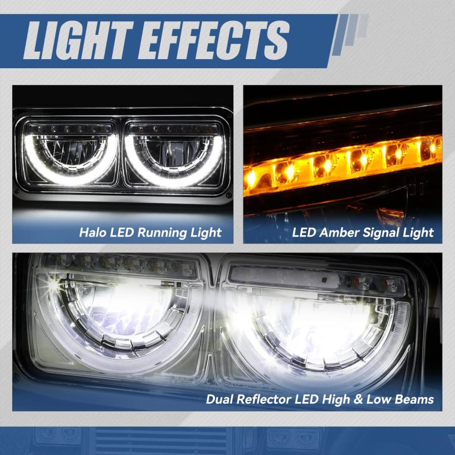 【並行輸入品】 Auto Dynasty Dual LED Halo Rings DRL Headlights Assembly Compatiの画像