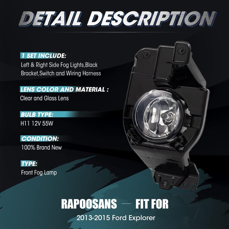 RAPOOSANS ドライビングフォグライトランプ 組み立てキット 2013 2014 2015 フォード エクスプローラー フォ 並行輸入品の画像