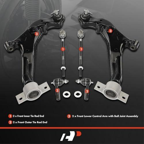 A Premium Set of 6, Front Lower Control Arm, Inner Outer Tie Rod 並行輸入品の画像