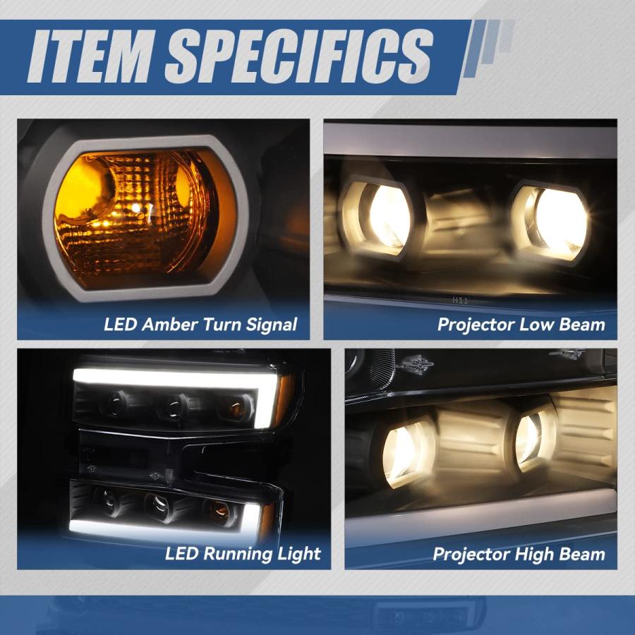 Auto Dynasty LED DRL Projector Headlights Assembly Compatible wi 並行輸入品_6