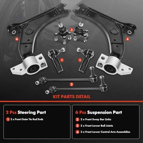A Premium Set of 8, Lower Control Arm, Lower Ball Joint, Sway Ba 並行輸入品の画像