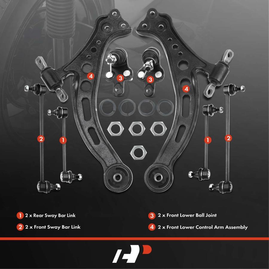 A Premium Set of 8, Front Lower Control Arm, Lower Ball Joint, F 並行輸入品の画像