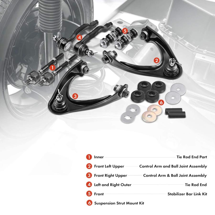 【並行輸入品】 A Premium Set of 10, Front Upper Control Arm, Sway Bar Link, Innの画像