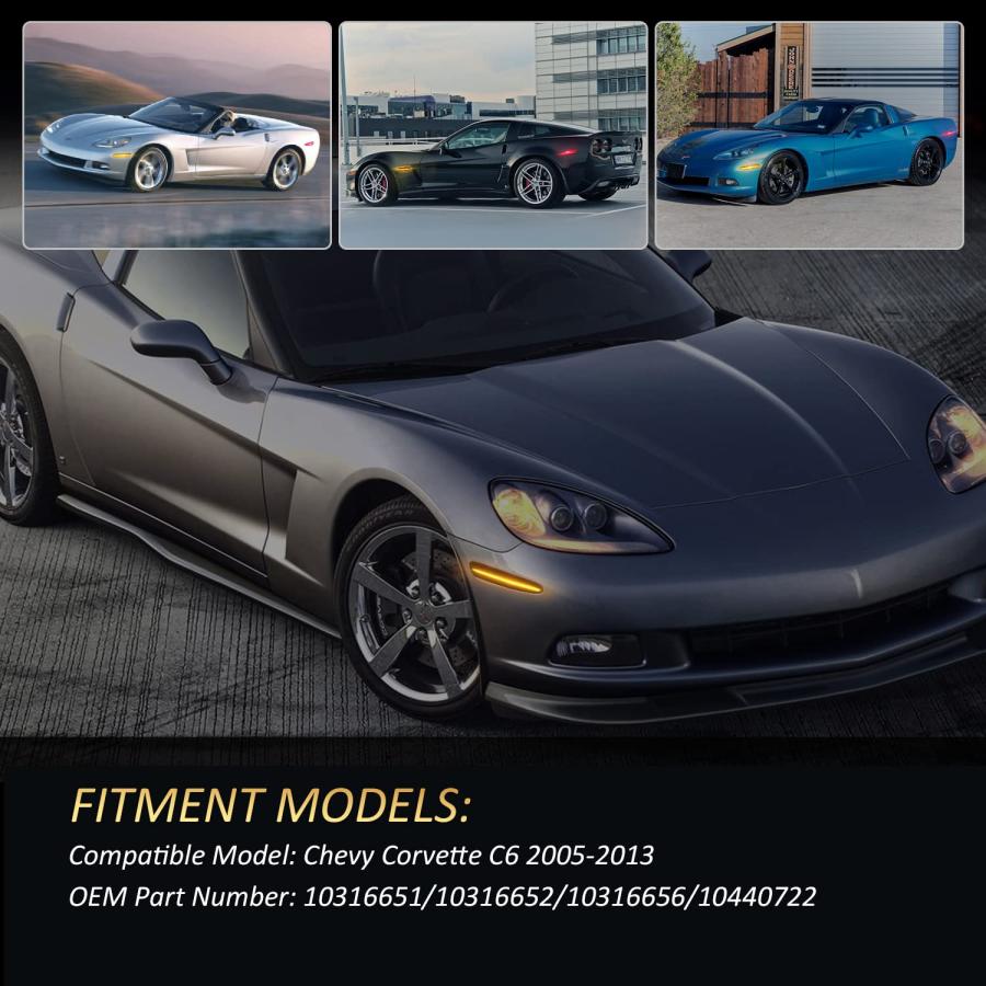 【並行輸入品】D Lumina LEDサイドマーカーライト スモークレンズ シボレーコルベット C6 2005 2006 2007 2008 2