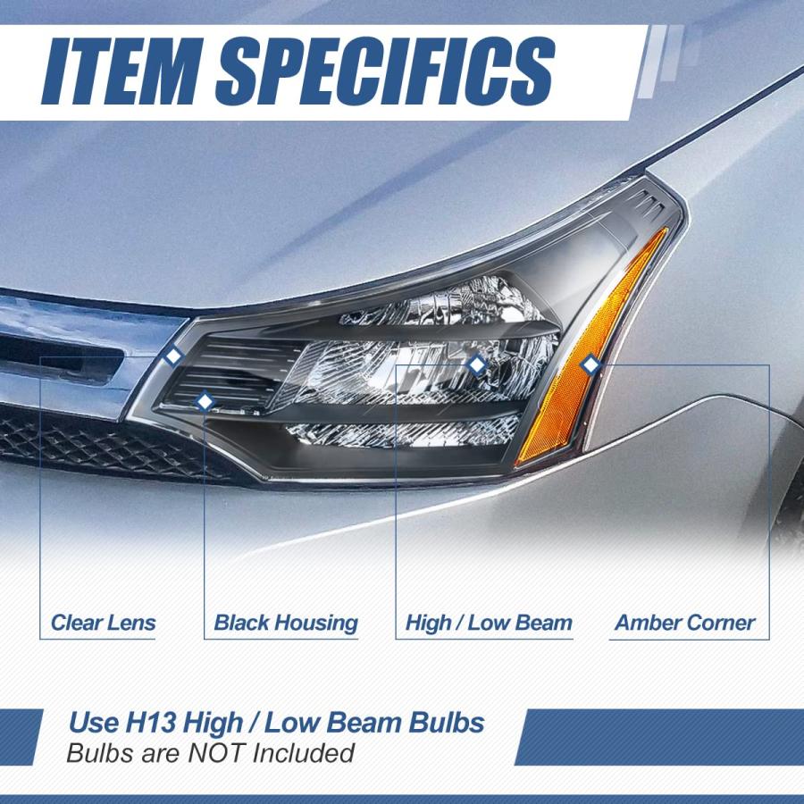 【並行輸入品】 Auto Dynasty Headlights Assembly Compatible with 2008 2011 Fordの画像