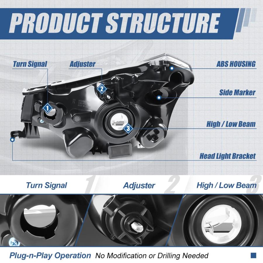 【並行輸入品】 Auto Dynasty Headlights Assembly Compatible with 2008 2011 Fordの画像