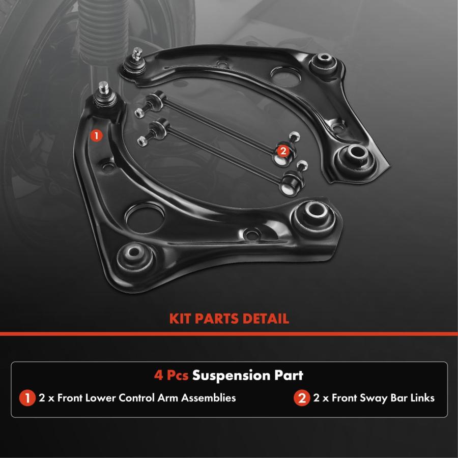 【並行輸入品】 A Premium 4Pcs Front Suspension Kit, Lower Control Arm, Sway Barの画像