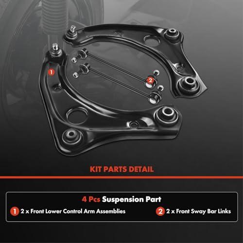 【並行輸入品】 A Premium 4Pcs Front Suspension Kit, Lower Control Arm, Sway Barの画像