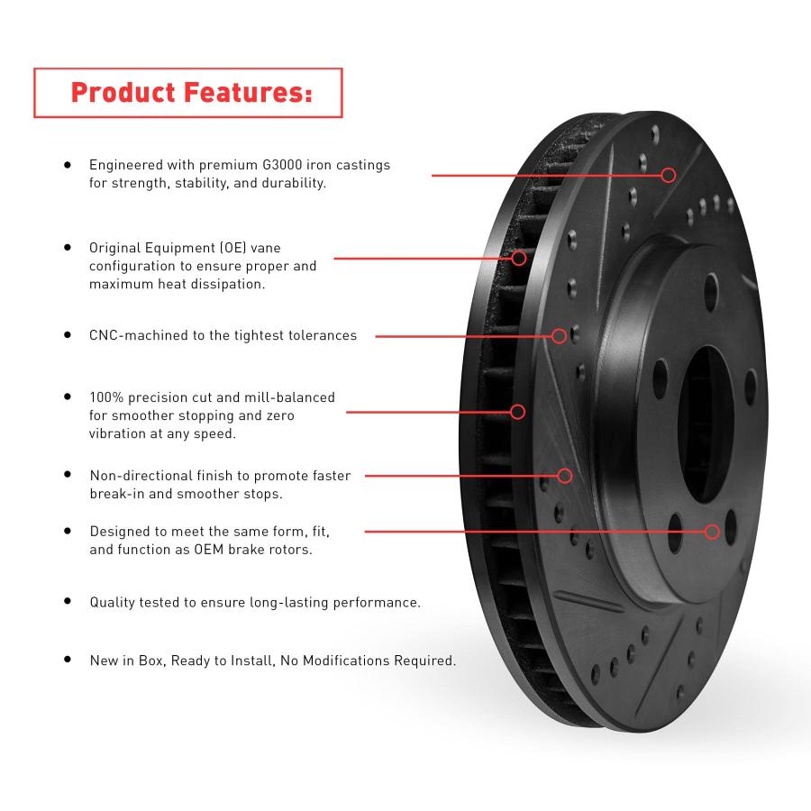 【並行輸入品】 Dynamic Friction Company Front Brake Rotors Drilled and Slottedの画像
