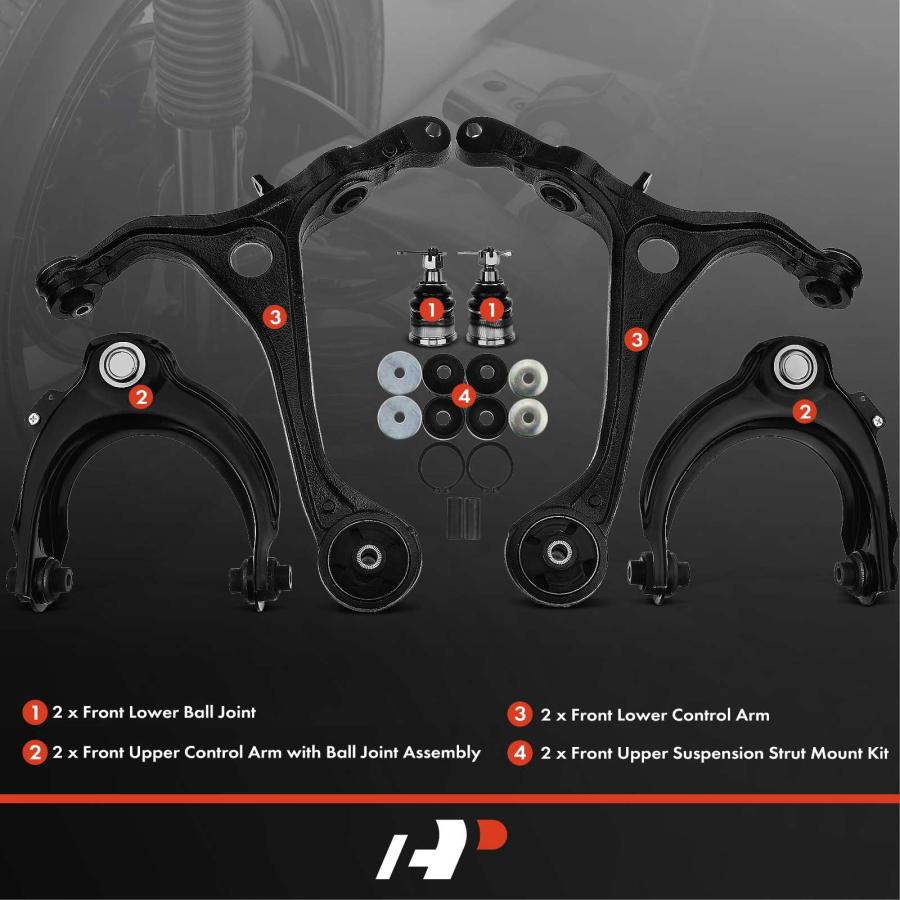 A Premium Set of 8, Front Upper Lower Control Arm, Lower Ball Jo 並行輸入品の画像