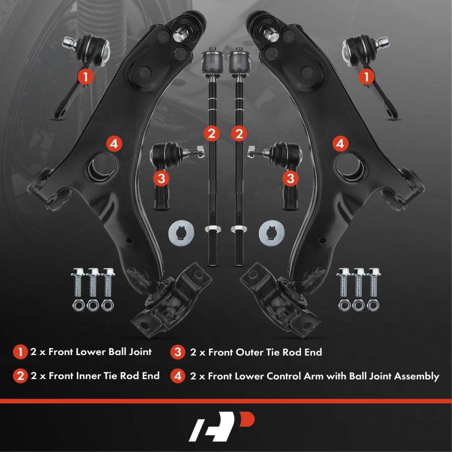 A Premium Set of 8, Front Lower Control Arm, Lower Ball Joint, I 並行輸入品の画像