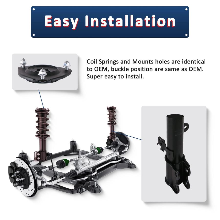 【並行輸入品】 MOSTPLUS Pair Front Complete Strut Assembly 172529 172528 Compatの画像