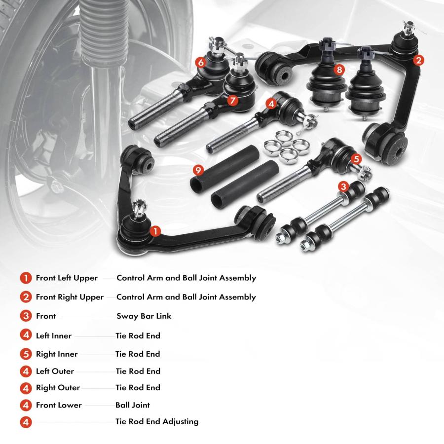 A Premium Set of 12, Front Upper Control Arm, Sway Bar Link, Low 並行輸入品の画像