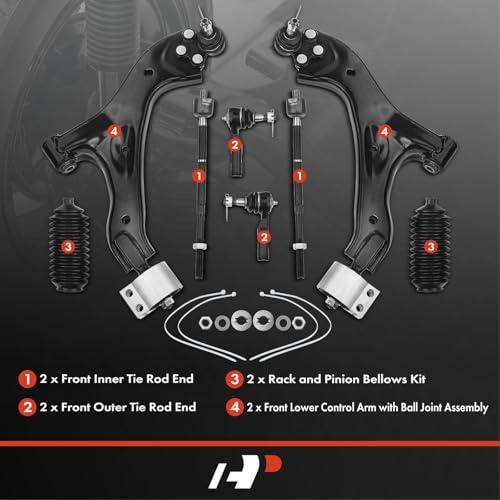 A Premium Set of 8, Front Lower Control Arm, Inner & Outer Tie R 並行輸入品の画像