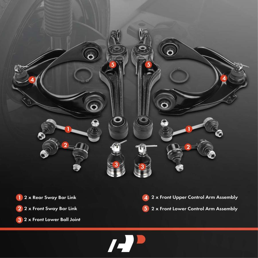 A Premium Set of 10, Front Upper Lower Control Arm, Lower Ball J 並行輸入品の画像