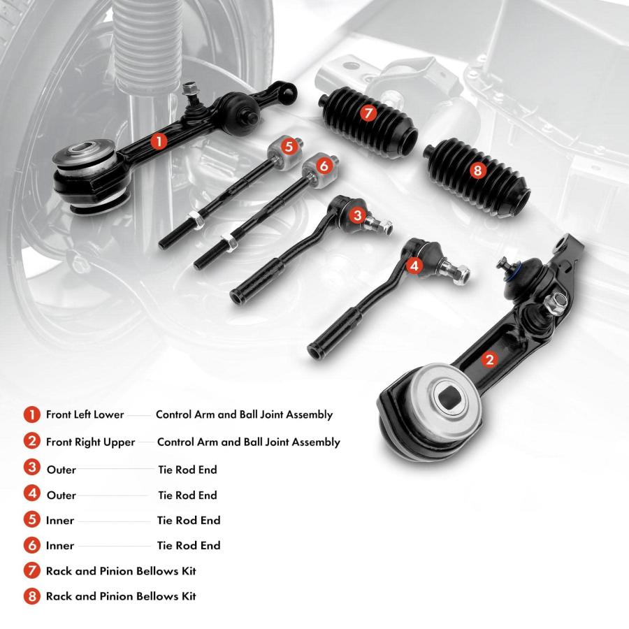 A Premium Set of 8, Front Rearward Lower Control Arm, Inner & Ou 並行輸入品の画像