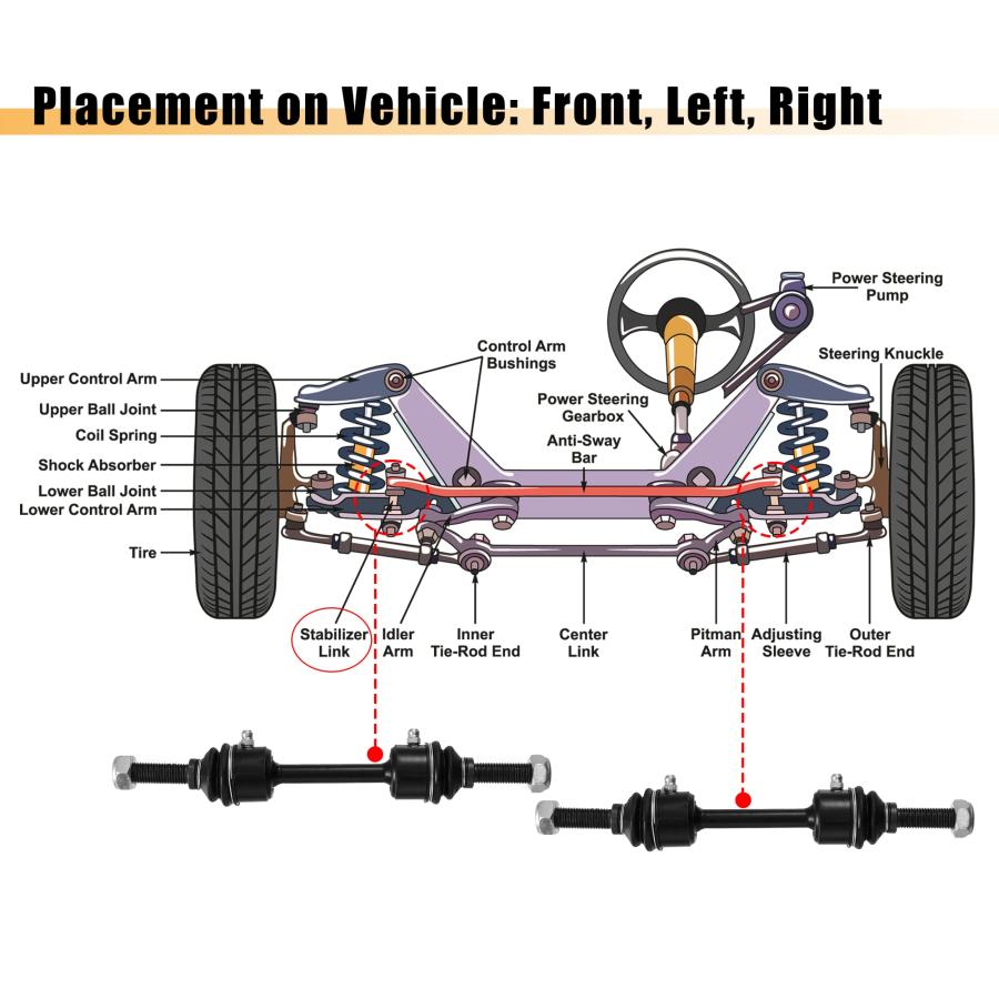 X AUTOHAUX 2pcs Front Sway Bar Links K750362 Suspension Stabiliz 並行輸入品