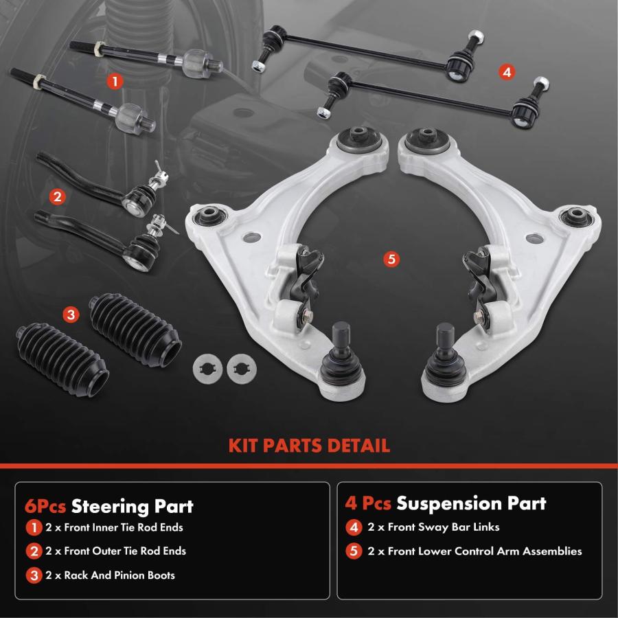 A Premium Set of 10, Front Lower Control Arm, Sway Bar Link, Inn 並行輸入品の画像