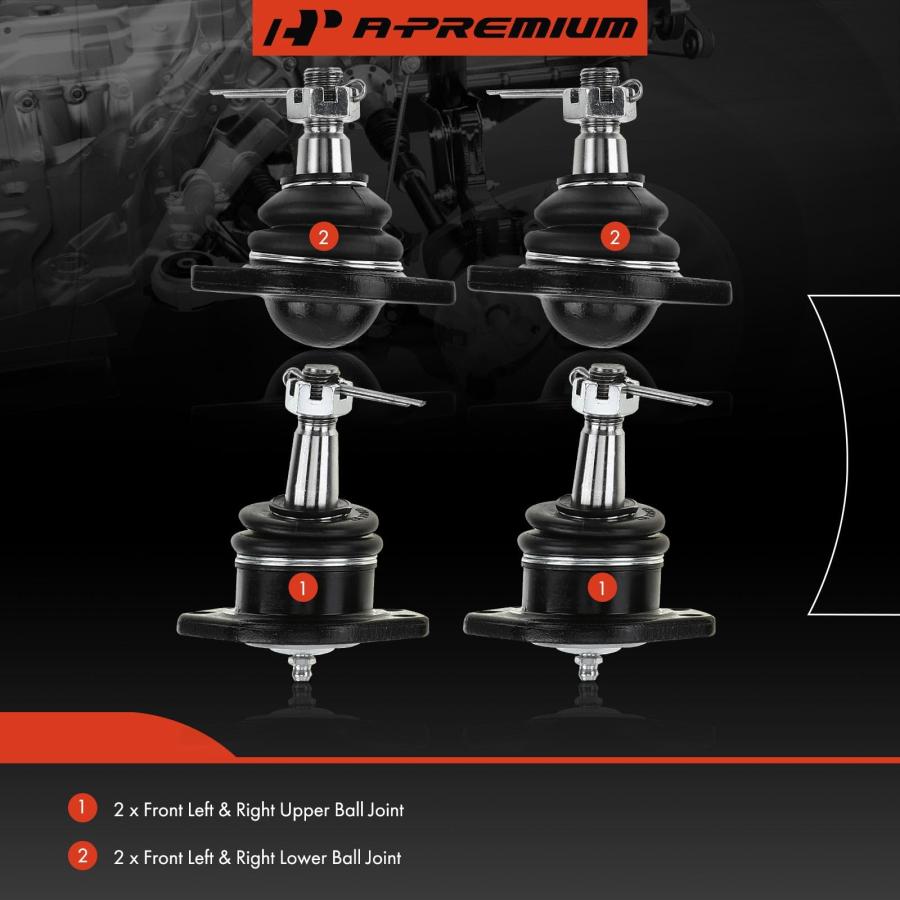 【並行輸入品】 A Premium Set of 4, Front Upper \u0026 Lower Ball Joints Kit, Compatiの画像