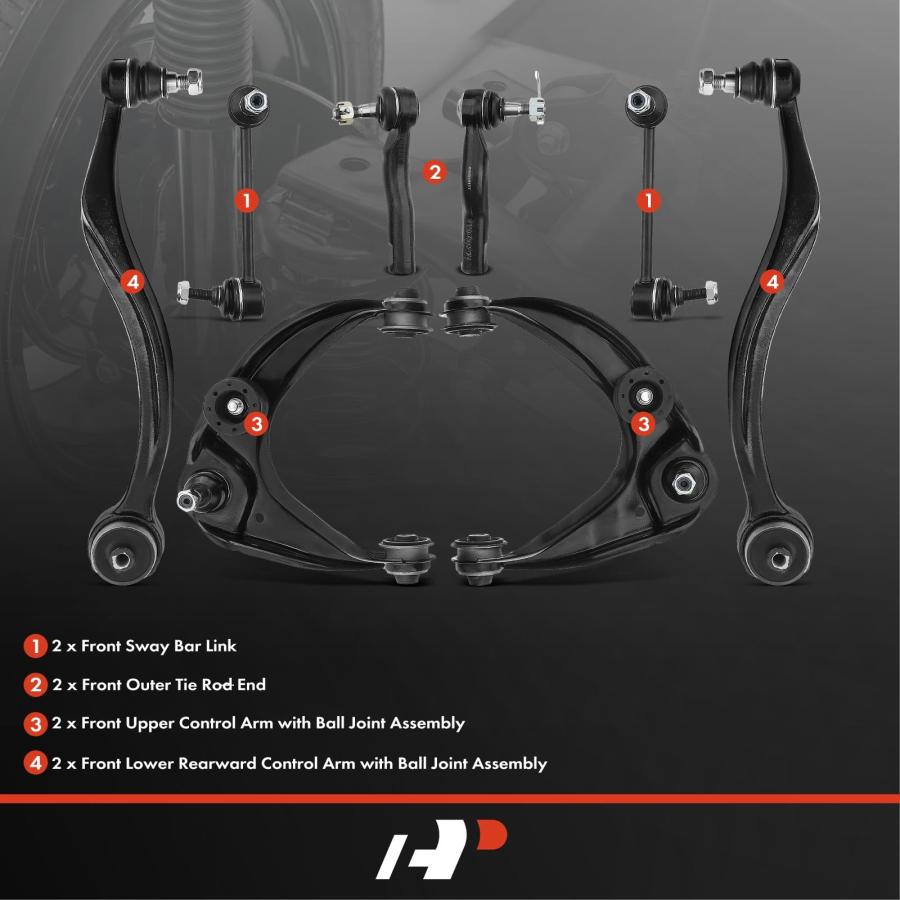 A Premium Set of 8, Front Lower Rearward & Upper Control Arm, Sw 並行輸入品の画像