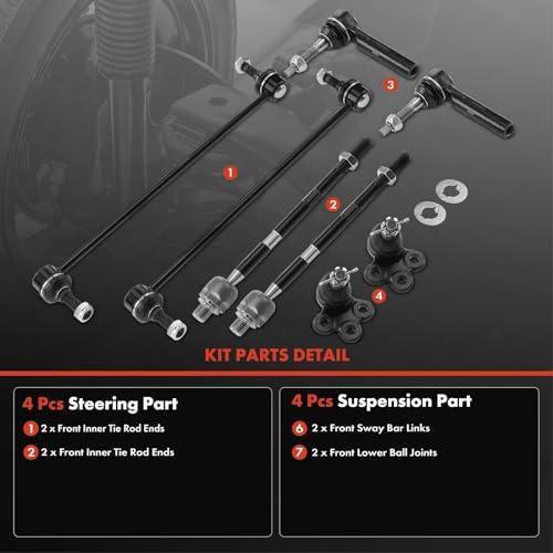 A Premium フロントスウェイバーリンクタイロッドエンド ロワーボールジョイント 8個 シボレー トラバース 2009 20 並行輸入品_7