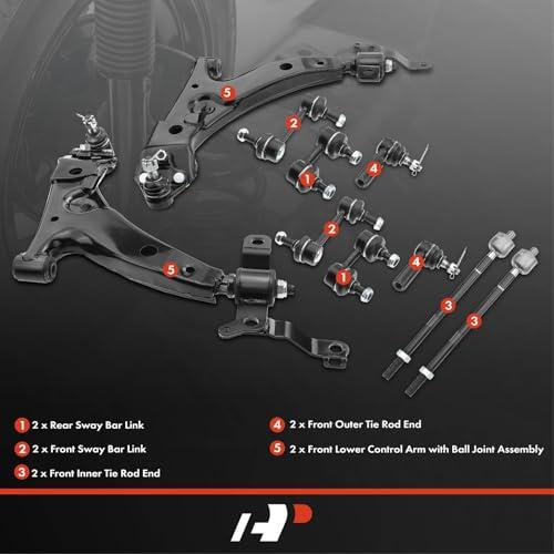 A Premium Set of 10, Front Lower Control Arm, Inner Outer Tie Ro 並行輸入品の画像