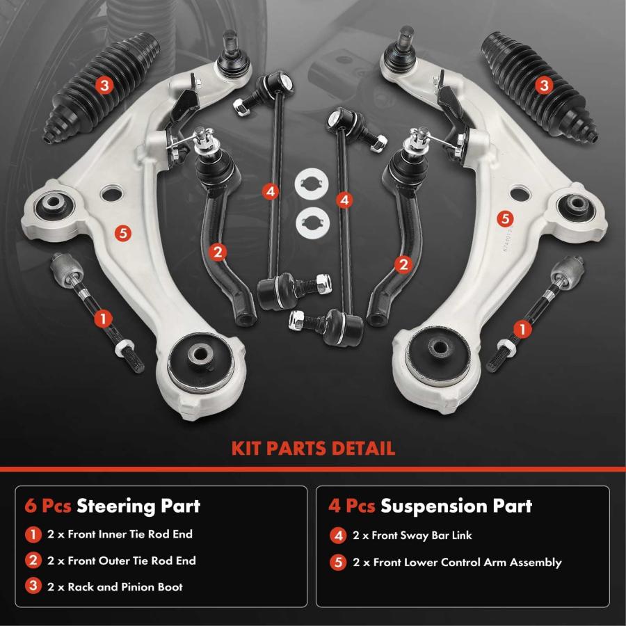 A Premium 10Pcs Front Suspension Kit, Lower Control Arm Inner Ou 並行輸入品の画像