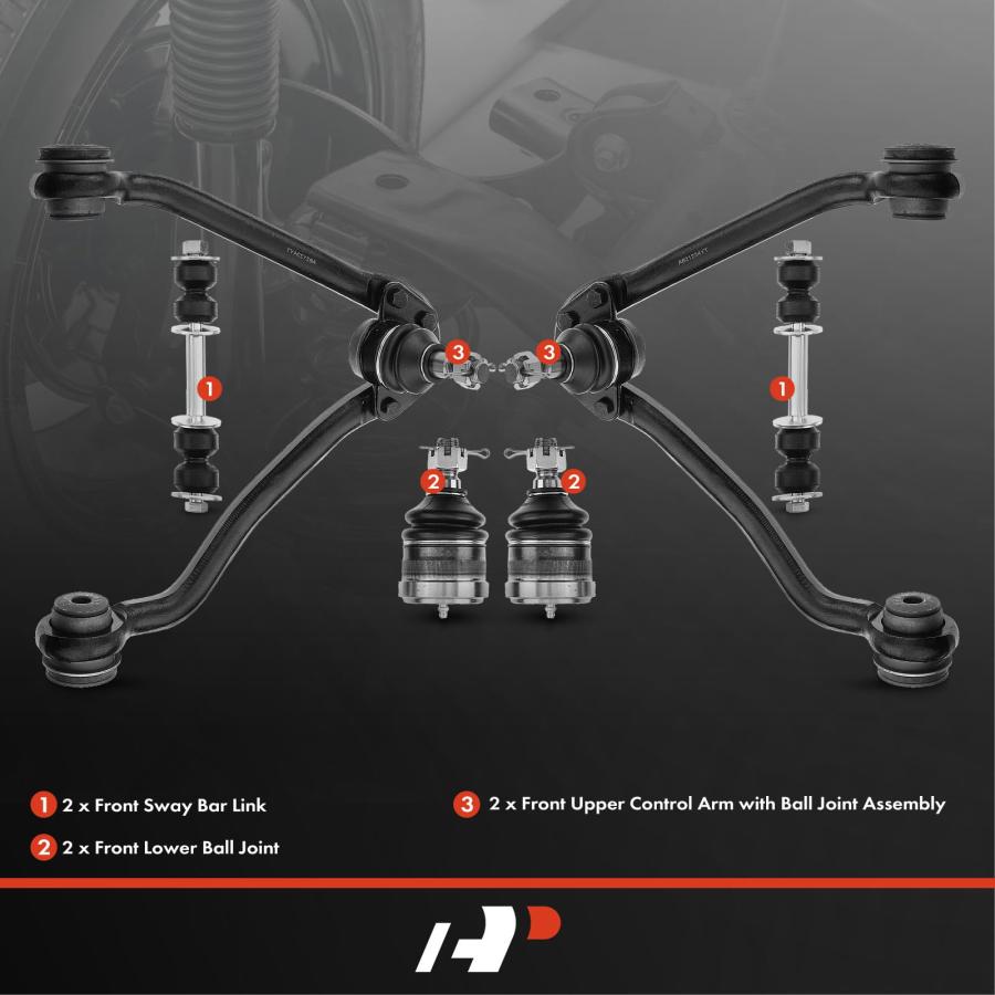 A Premium Set of 6, Front Upper Control Arm, Sway Bar Link, Lowe 並行輸入品の画像