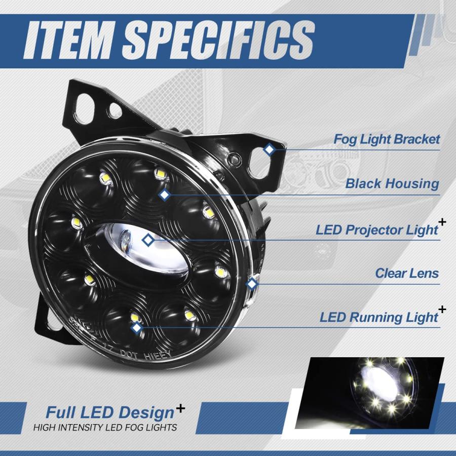 【並行輸入品】Auto Dynasty フルLEDプロジェクター フロントバンパー ドライビングフォグライトランプ LED DRLリング付き K_3