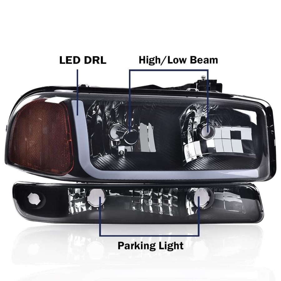 CHEDA LED DRL Headlights Compatible with 1999 2000 2001 2002 200 並行輸入品の画像