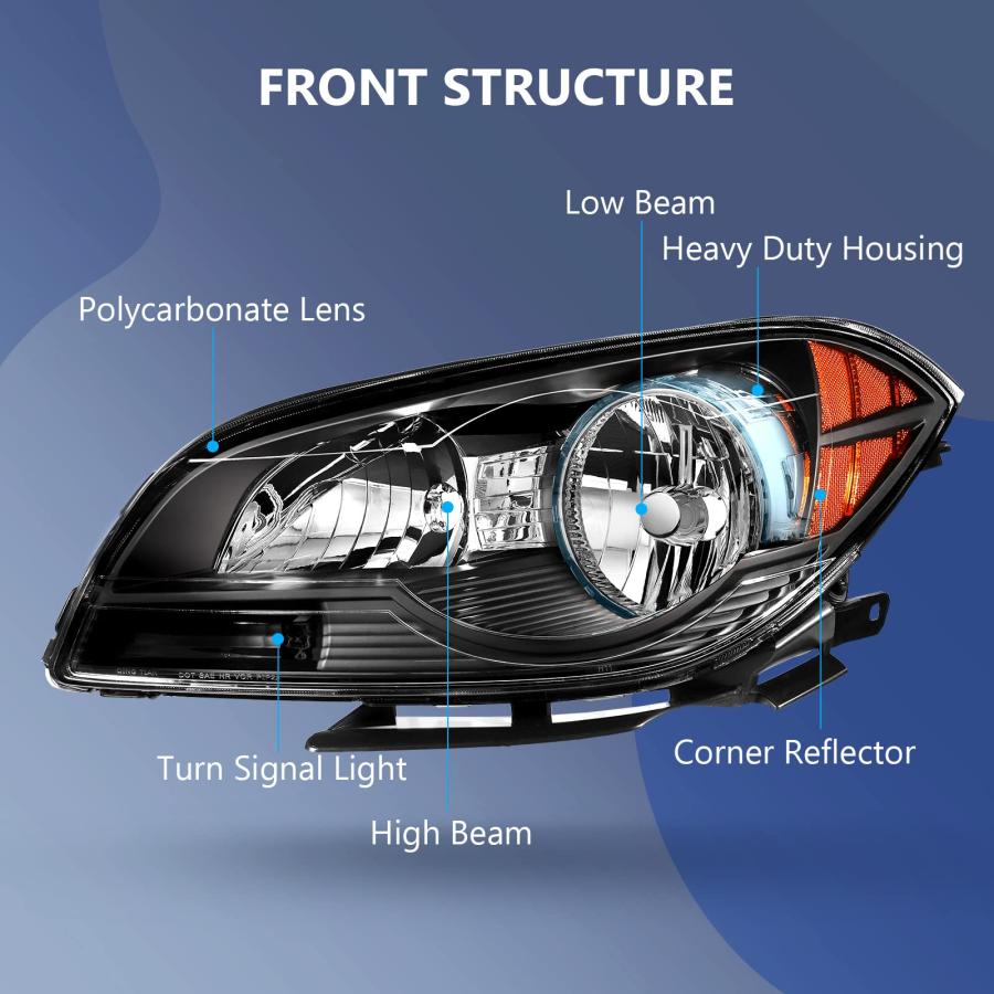 ECCPP Headlight Assembly Pair For Chevy For Malibu 2008 2012 Bla 並行輸入品の画像