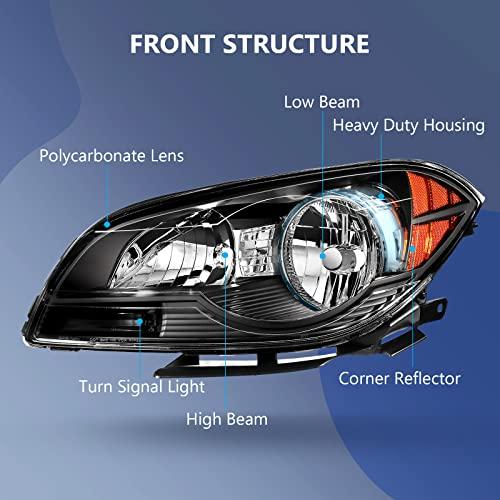 ECCPP Headlight Assembly Pair For Chevy For Malibu 2008 2012 Bla 並行輸入品の画像