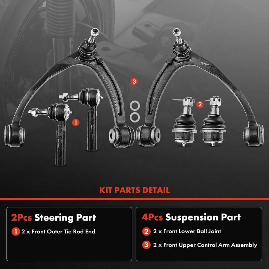 A Premium Set of 6, Upper Control Arm, Lower Ball Joint, 0uter T 並行輸入品の画像