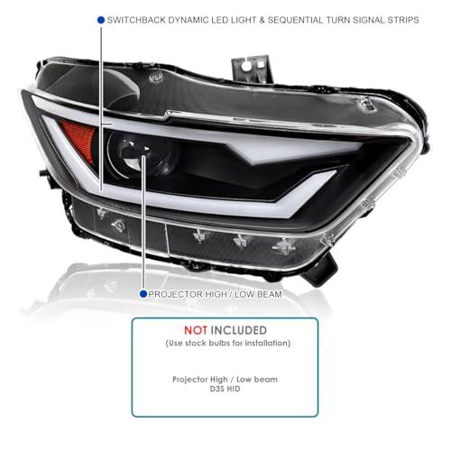 【並行輸入品】 Spec D Tuning Black HID/Xenon Projector Headlights w/Fiber Opticの画像
