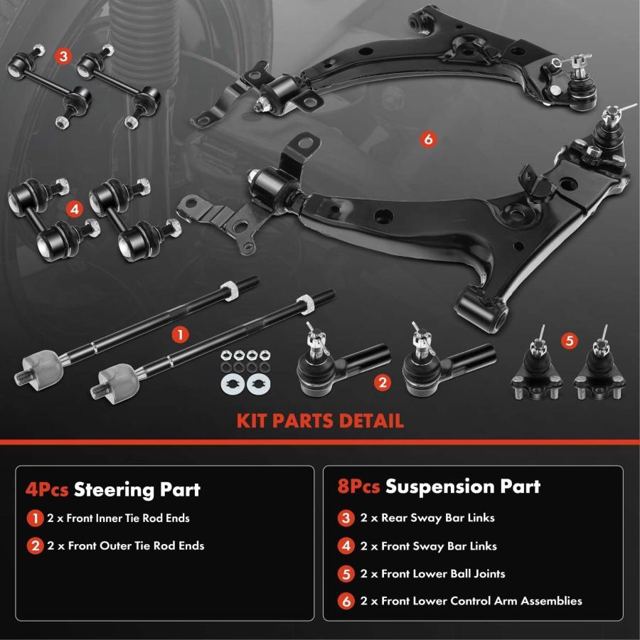 A Premium Set of 12, Front Lower Control Arm, Lower Ball Joint,  並行輸入品の画像