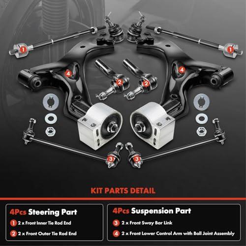 A Premium Set of 8, Lower Control Arm, Sway Bar Link, Inner Oute 並行輸入品の画像