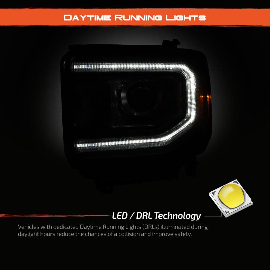 【並行輸入品】AKKON   2016 2019 GMC Sierra [HID/キセノンモデル] LED DRLプロジェクターヘッドライトランの画像