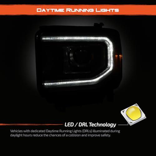 【並行輸入品】AKKON   2016 2019 GMC Sierra [HID/キセノンモデル] LED DRLプロジェクターヘッドライトランの画像