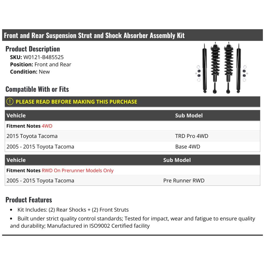 Marketplace Auto Parts Front and Rear Strut and Shock Absorber A 並行輸入品の画像