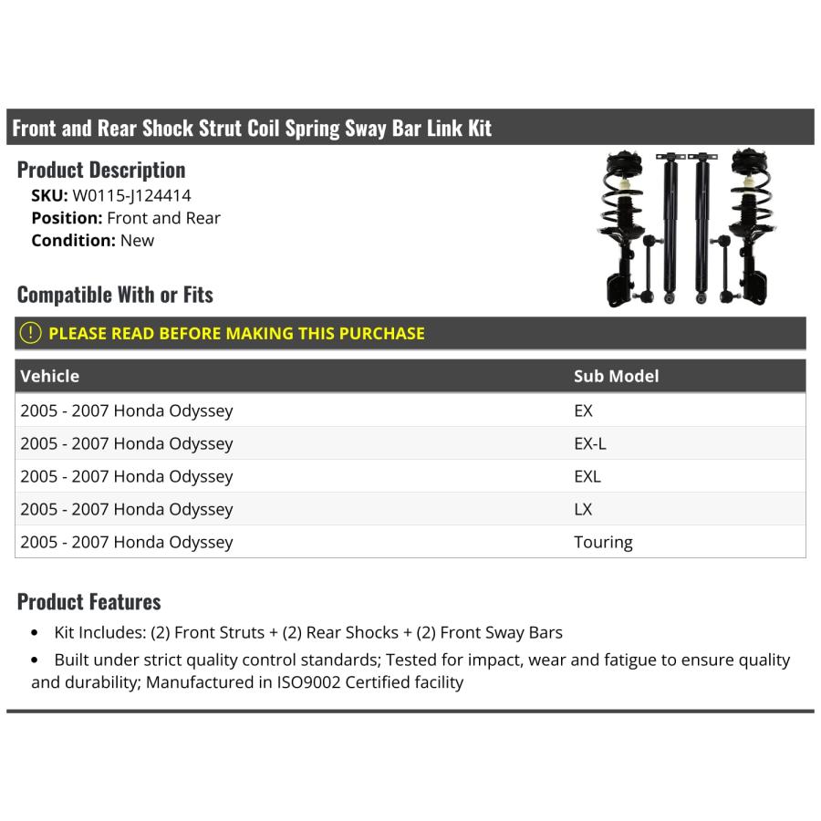 ブランド登録なし - Front and Rear Shock Strut Coil Spring Sway Bar Link Kit   6 Pie 並行輸入品