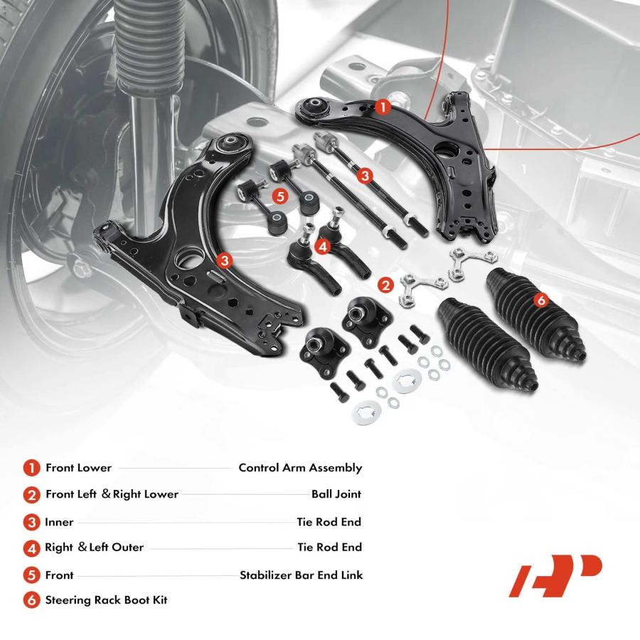 A Premium Set of 12, Front Lower Control Arm, Sway Bar Link, Low 並行輸入品の画像