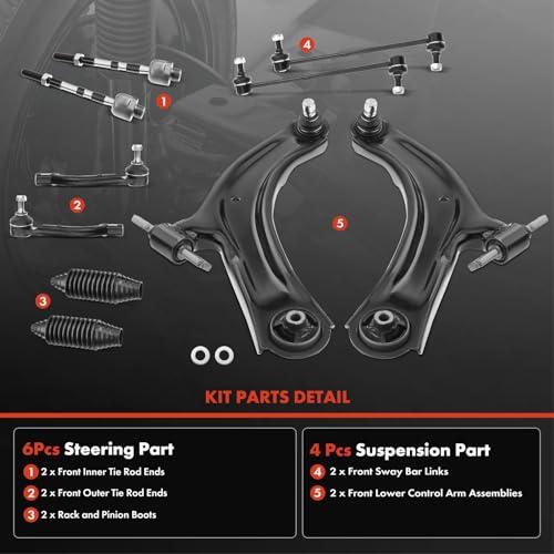 A Premium Set of 10, Lower Control Arm, Inner Outer Tie Rod End, 並行輸入品の画像