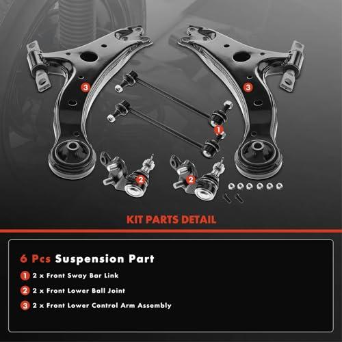 A Premium Set of 6, Front Lower Control Arm, Sway Bar Link, Lowe 並行輸入品の画像