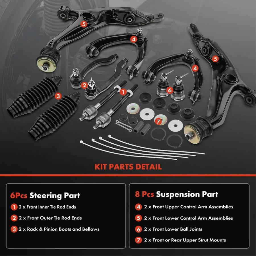 A Premium Set of 14, Front Upper Lower Control Arm, Lower Ball J 並行輸入品の画像