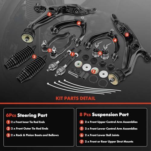 A Premium Set of 14, Front Upper Lower Control Arm, Lower Ball J 並行輸入品の画像