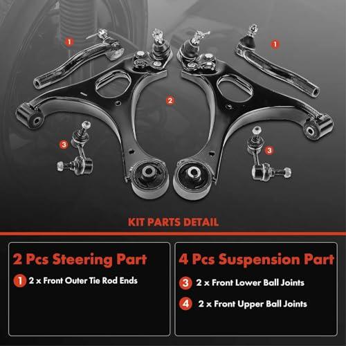 A Premium Set of 6, Front Lower Control Arm, Sway Bar Link, Oute 並行輸入品の画像