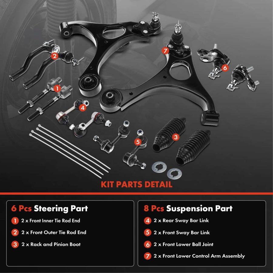 A Premium Set of 14, Lower Control Arm, Lower Ball Joint, Sway B 並行輸入品の画像