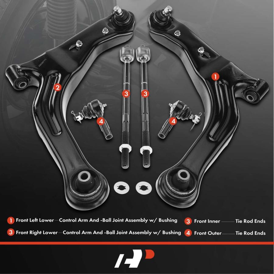 A Premium Set of 6, Front Lower Control Arm, Inner & Outer Tie R 並行輸入品の画像