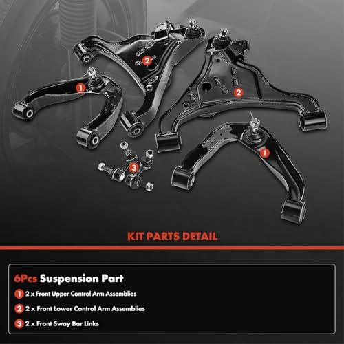 A Premium Set of 6, Front Upper & Lower Control Arm, Sway Bar Li 並行輸入品の画像