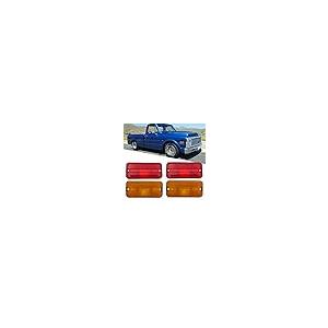 【並行輸入品】KYYET アンバーレッドレンズ フロント/リアバンパーフェンダーサイドマーカー クリアランスライトハウジング 1968 72 シの画像